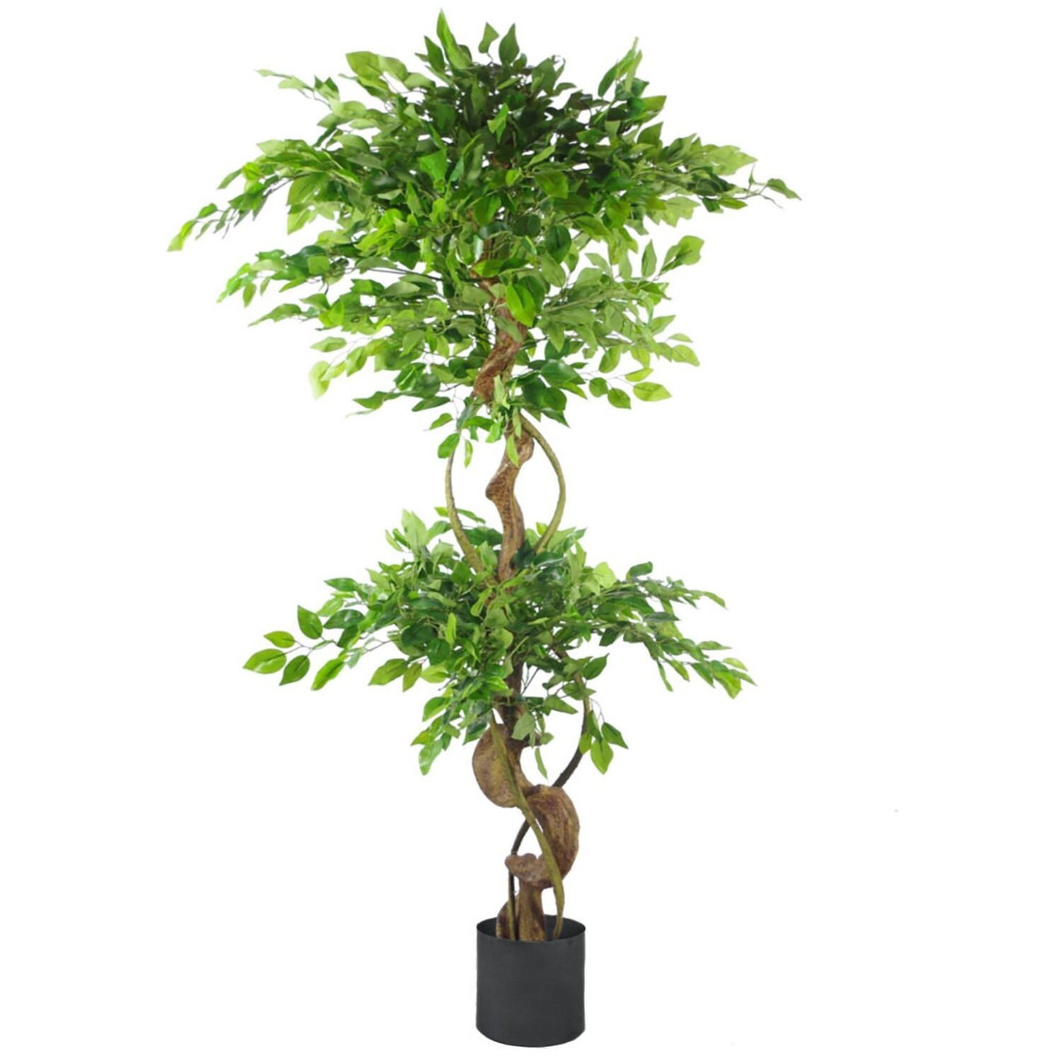 150cm Premium Artificial Tree with Twisted Trunk and Metal Planter - Green