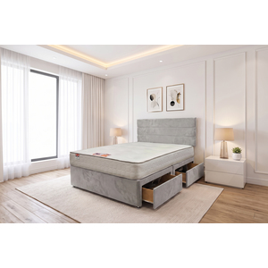 Emily Navy Naples 2FT6 Divan Bed Base with 2 Drawers & Headboard - Small Single