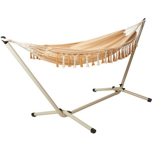 JSH Freestanding Garden Frame Hammock Cream Portable Outdoor Boho