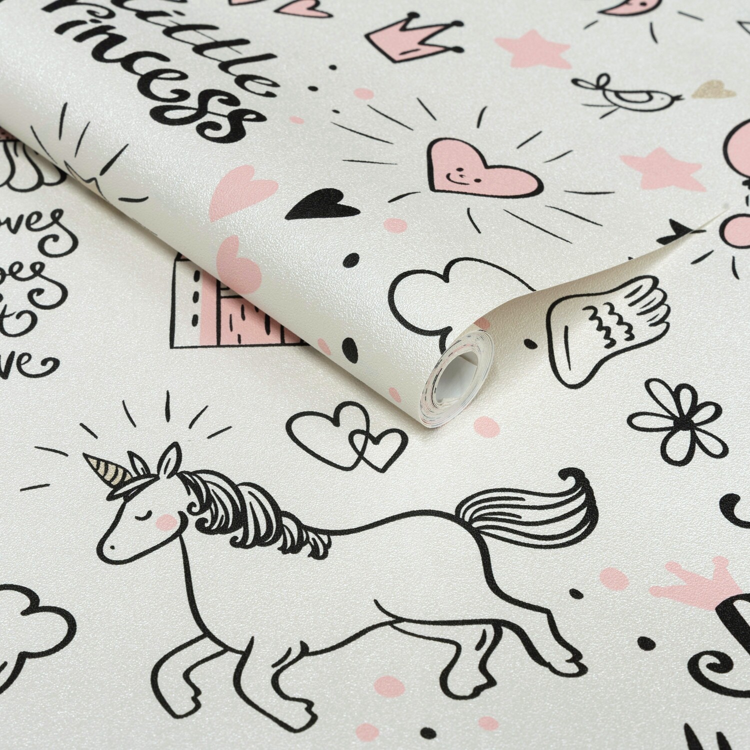 Grandeco Pink Little Princess Unicorn Nursery Textured Wallpaper - Image 2