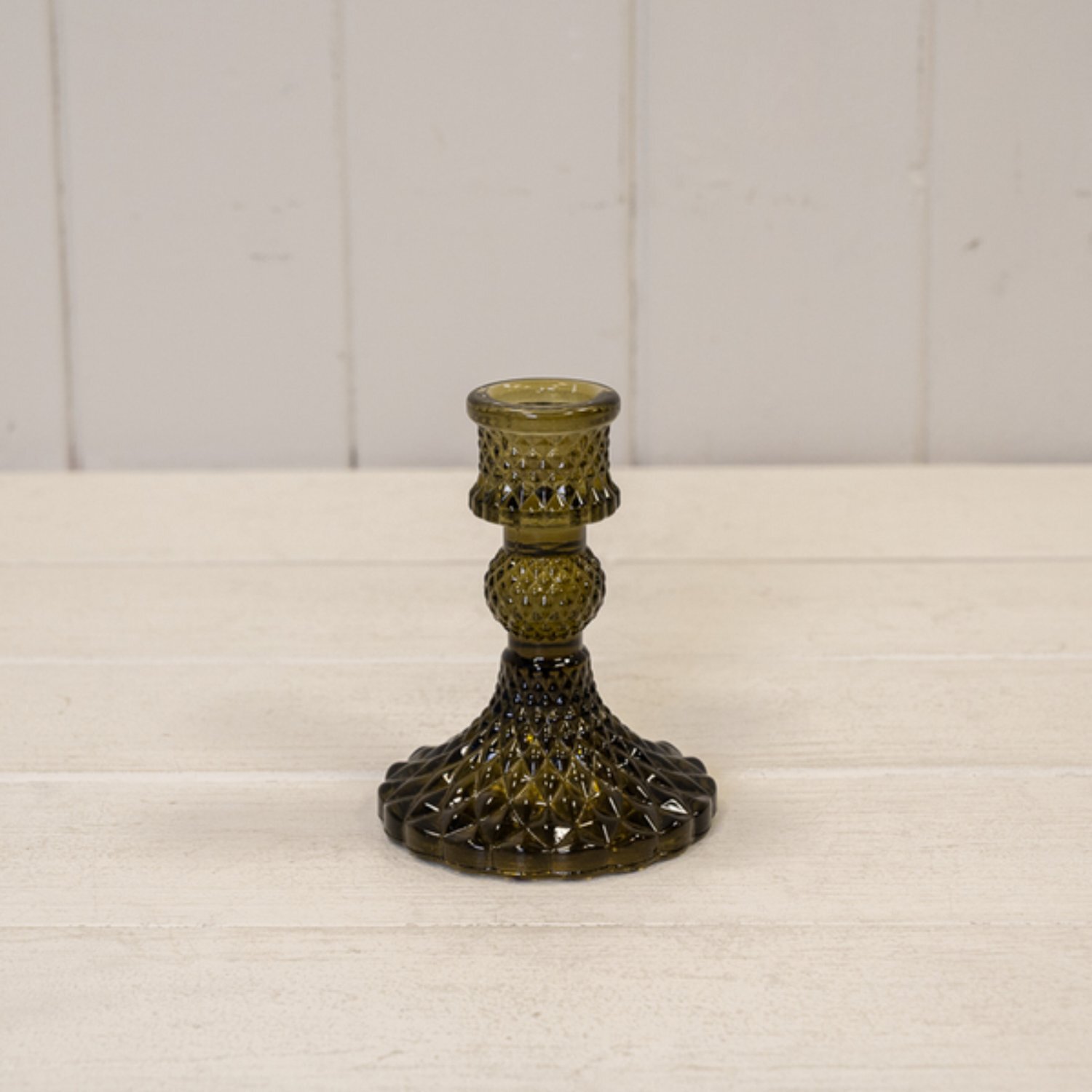 Kdmd Unisex Olive Green Glass Candle Holder - Large - Image 2