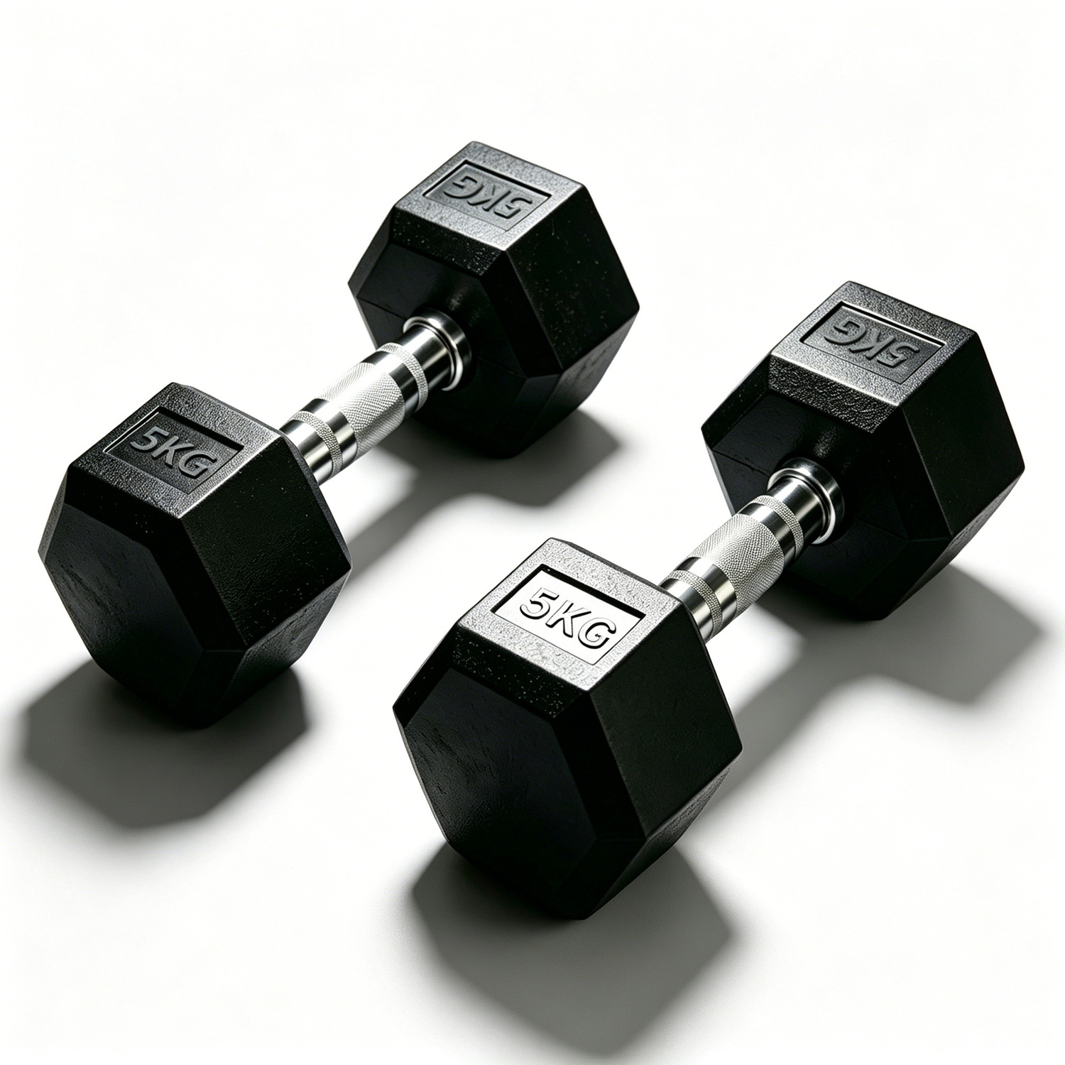 B&Q -  Hexagonal Rubber Dumbbells Strength Training Hand Weights 10Kgs - Image 3