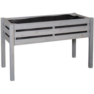 75 x 123cm Samuel Alexander Large Raised Grey Wooden Garden Bed Planter with Slatted Base