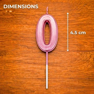 Shatchi Pink Number 0 Candle, Pack of 2, Cake Topper