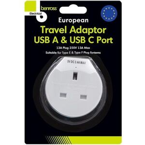 Benross European Travel Adapter (UK Plug)