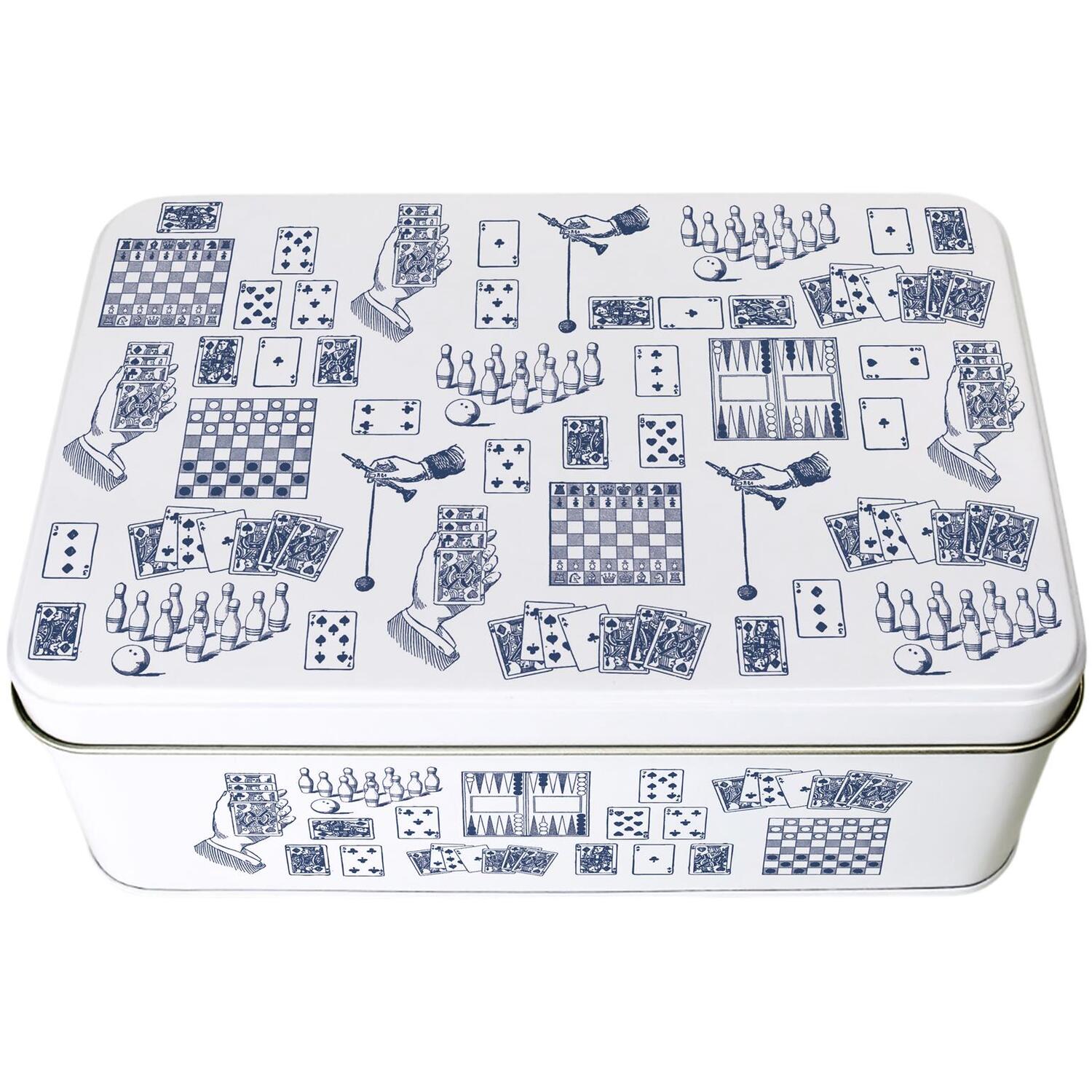 Vintage Games Tin - Rectangular Metal Storage Container Board Game Gifts - Image 2