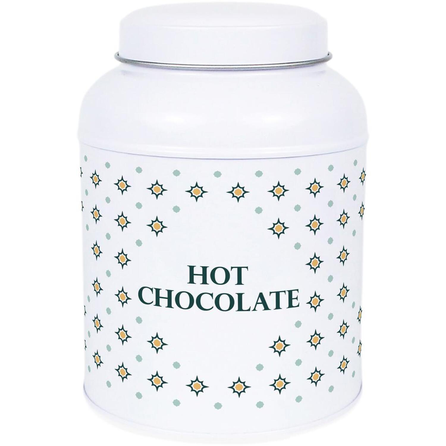 Purely Home Octagonal Stars Hot Chocolate Canister - Small Dome Lid Kitchen Storage Tin - Hot Chocolate
