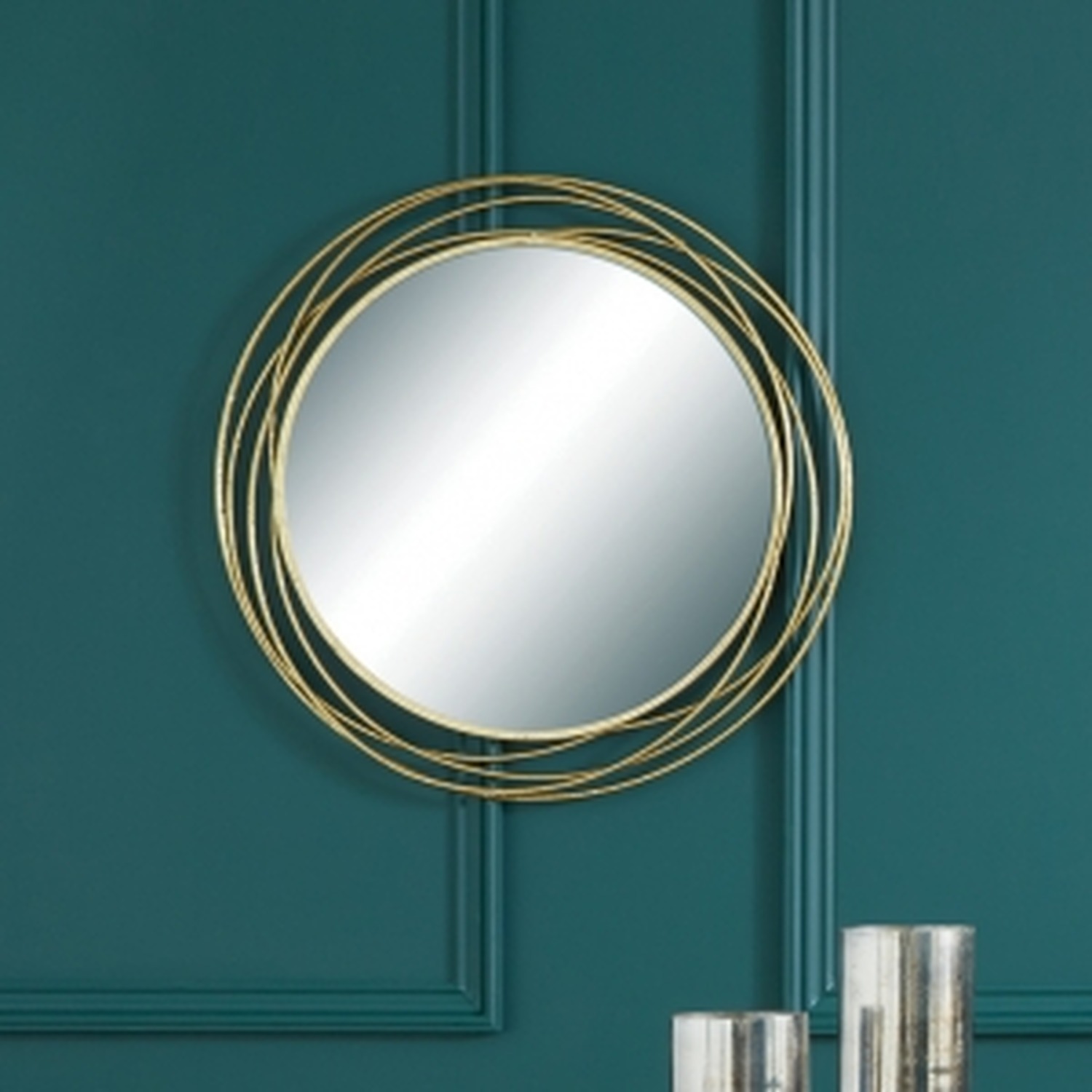 Image of Swirl Round Wall Mirror - Gold