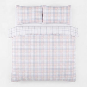 Reversible Check Duvet Cover Set  Easy Care Country Style Bedding