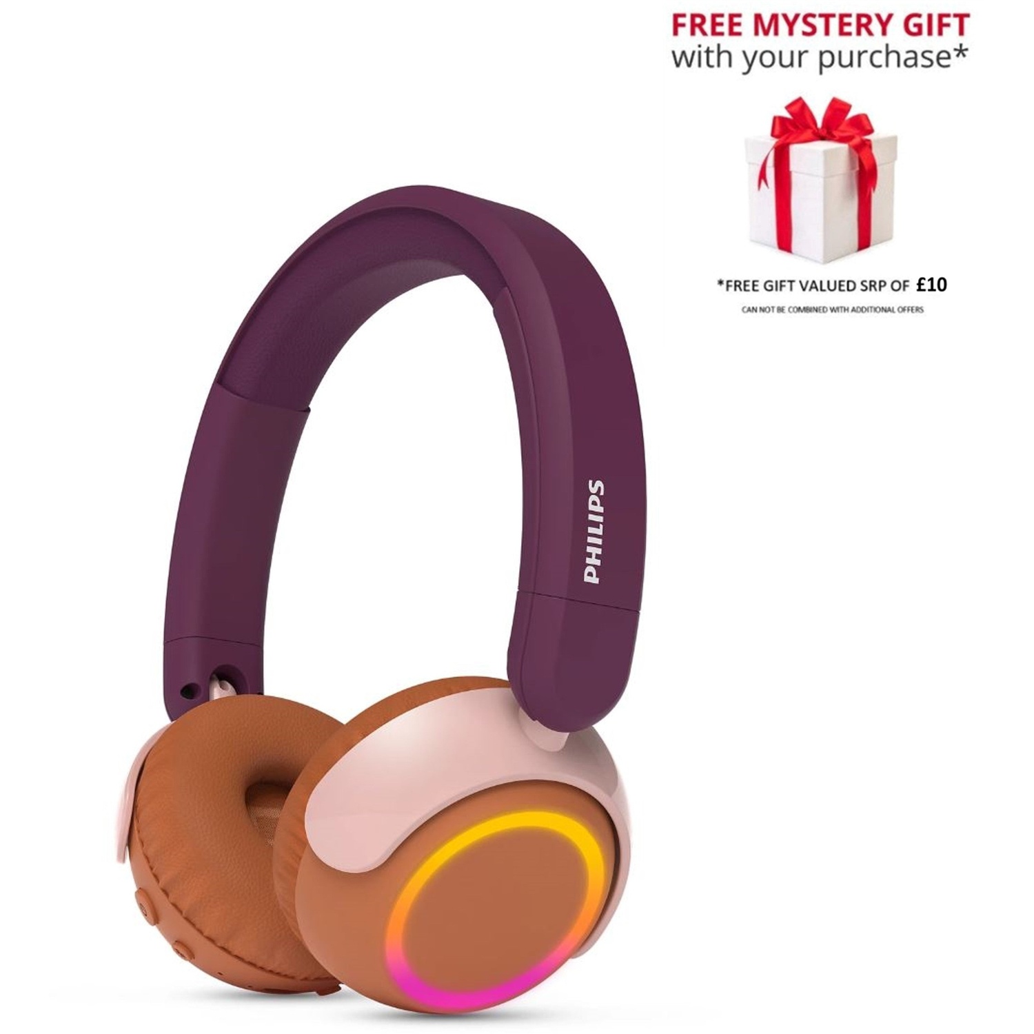 B&Q -  Tak4200 Purple Kids' Wireless On-Ear Bluetooth Headphones Includes Free Gift - Image 4