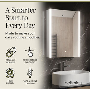 Balterley Rectangular 1 Door Touch Sensor Mirror Cabinet - Silver