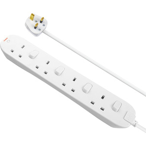 Masterplug Switched Extension Lead 4 Gang 13A 2m SWC42N-MP (White)