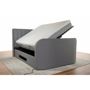 Mayfair Ottoman 2.1 Media TV Bed with Soundbar in Smoke Grey Fabric