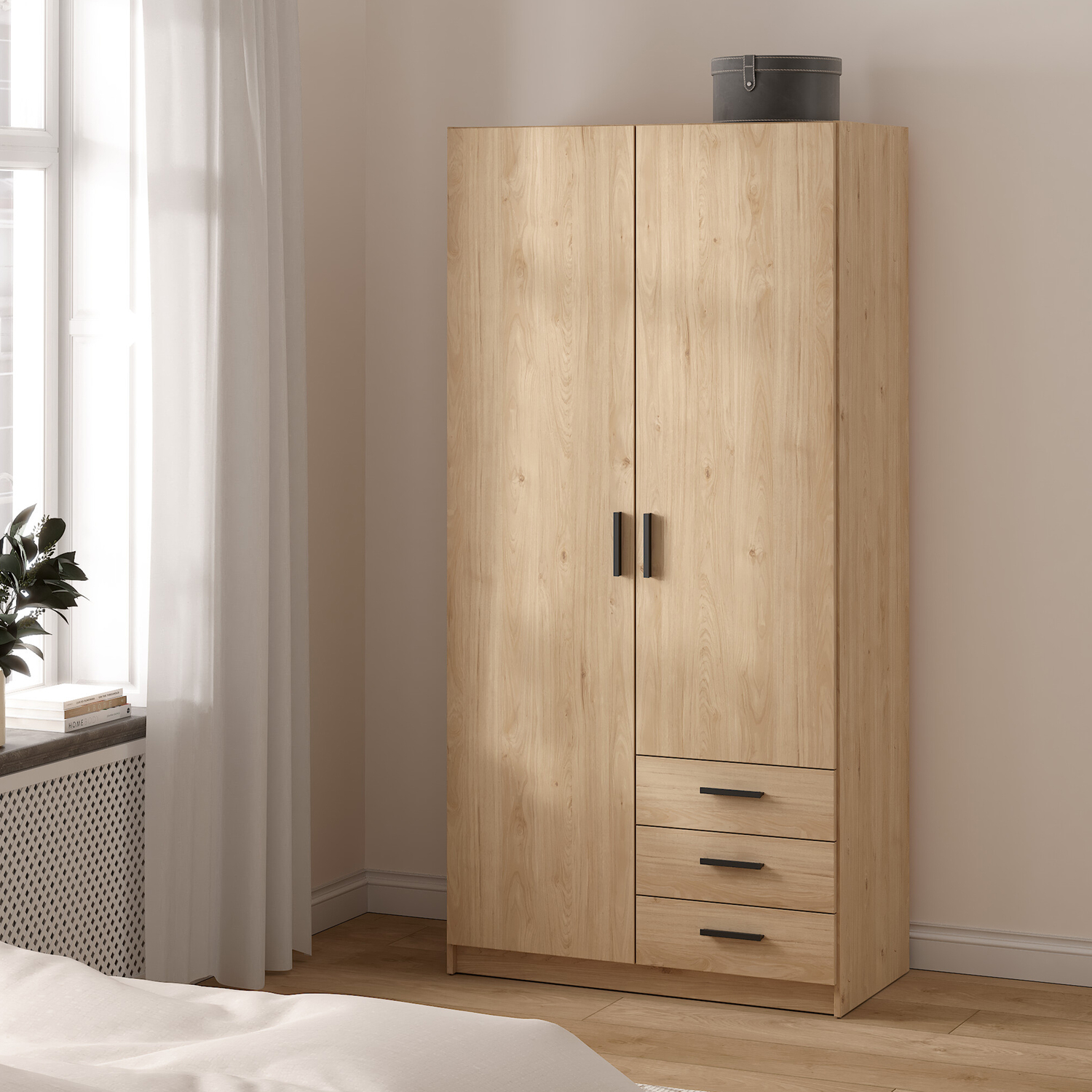 Furniture To Go Sprint Wardrobe With 2 Doors + 3 Drawers In Jackson Hickory - Jackson Hickory