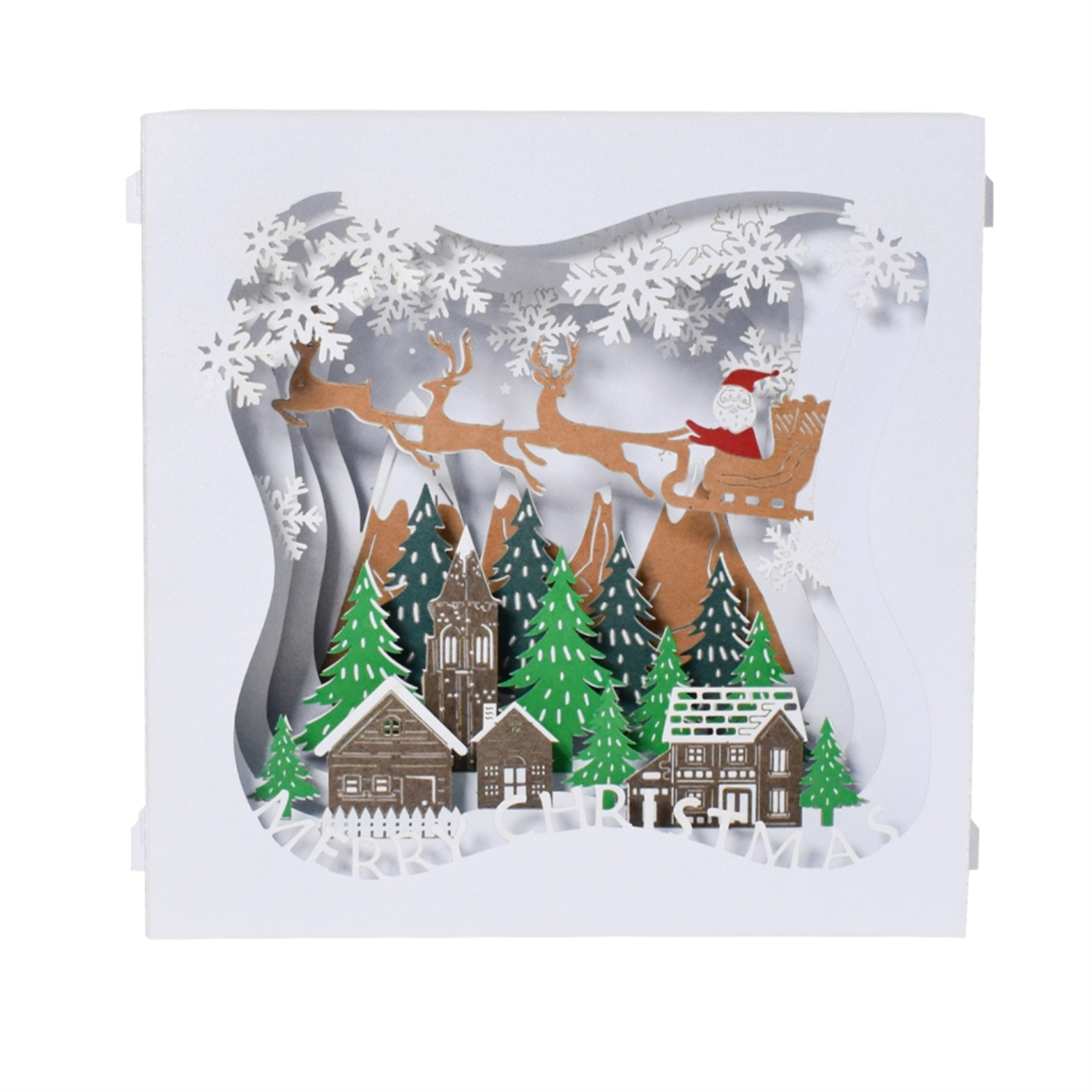 Snowy Village Charm 3D Pop Up Christmas Card - Image 2