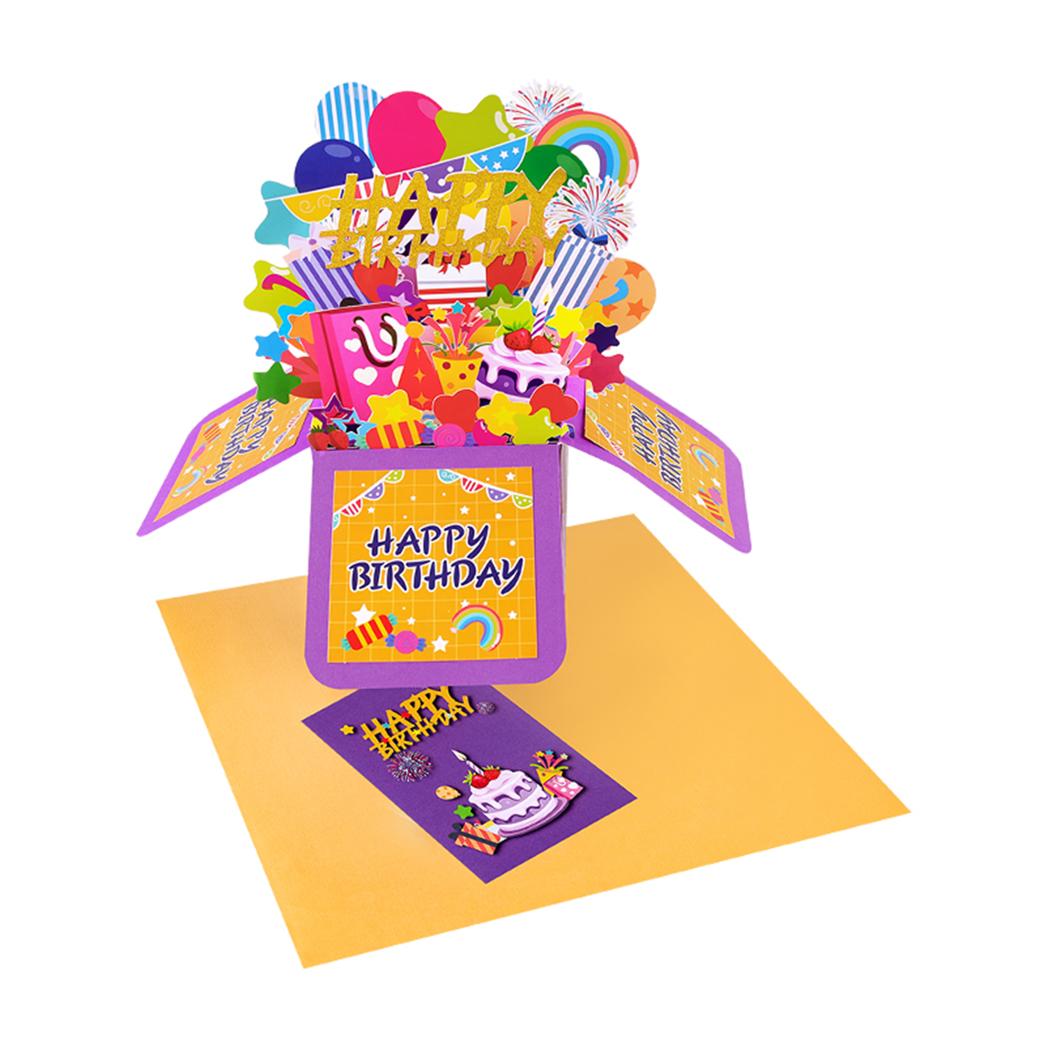 Brightfeel Rainbow Wishes 3D Pop Up Birthday Box Card - White