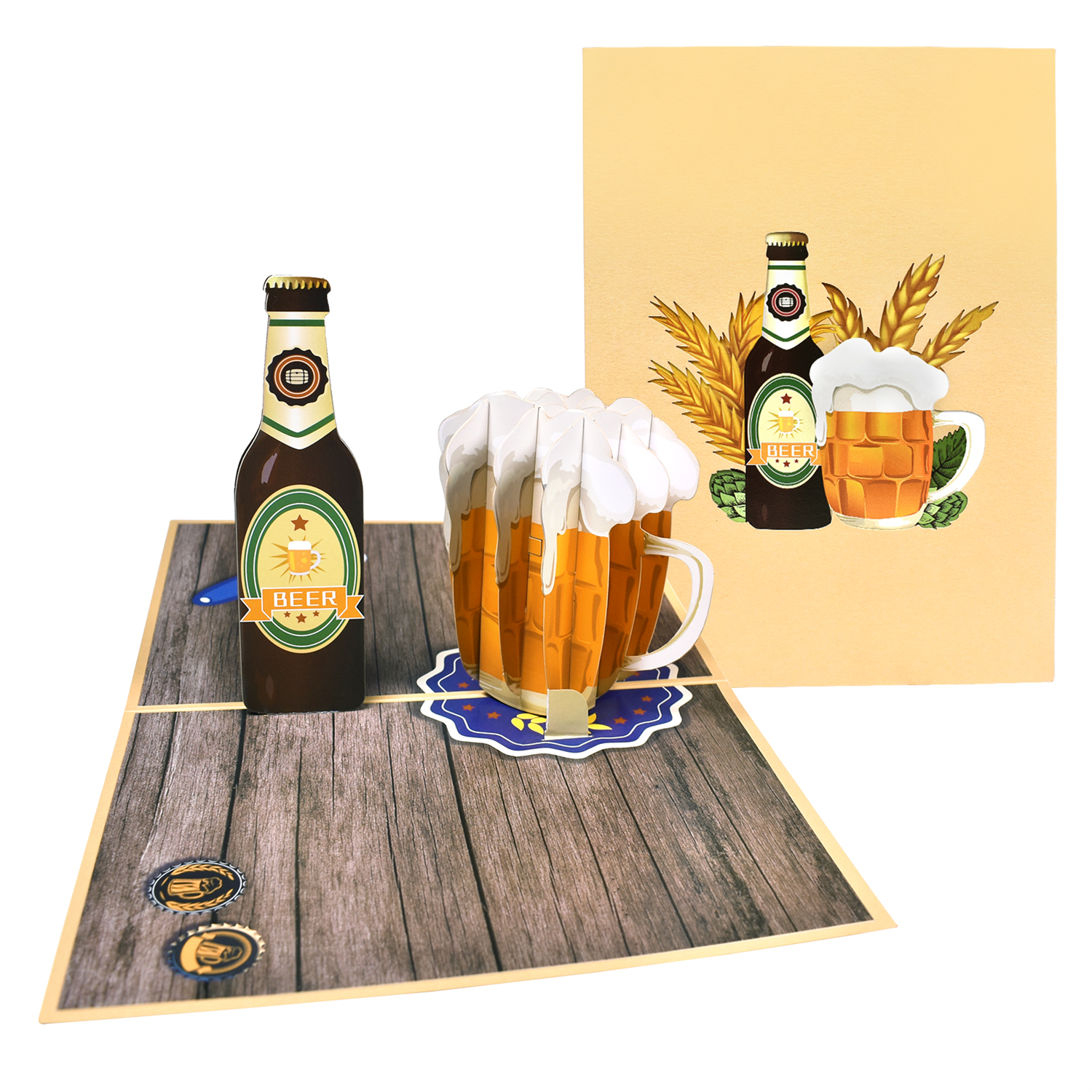 Brightfeel Beer Themed Father's Day Or Birthday 3D Pop Up Greeting Card - White