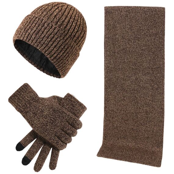 Autumn & Winter Warm Knitted Woolen Hat Scarf Gloves Set