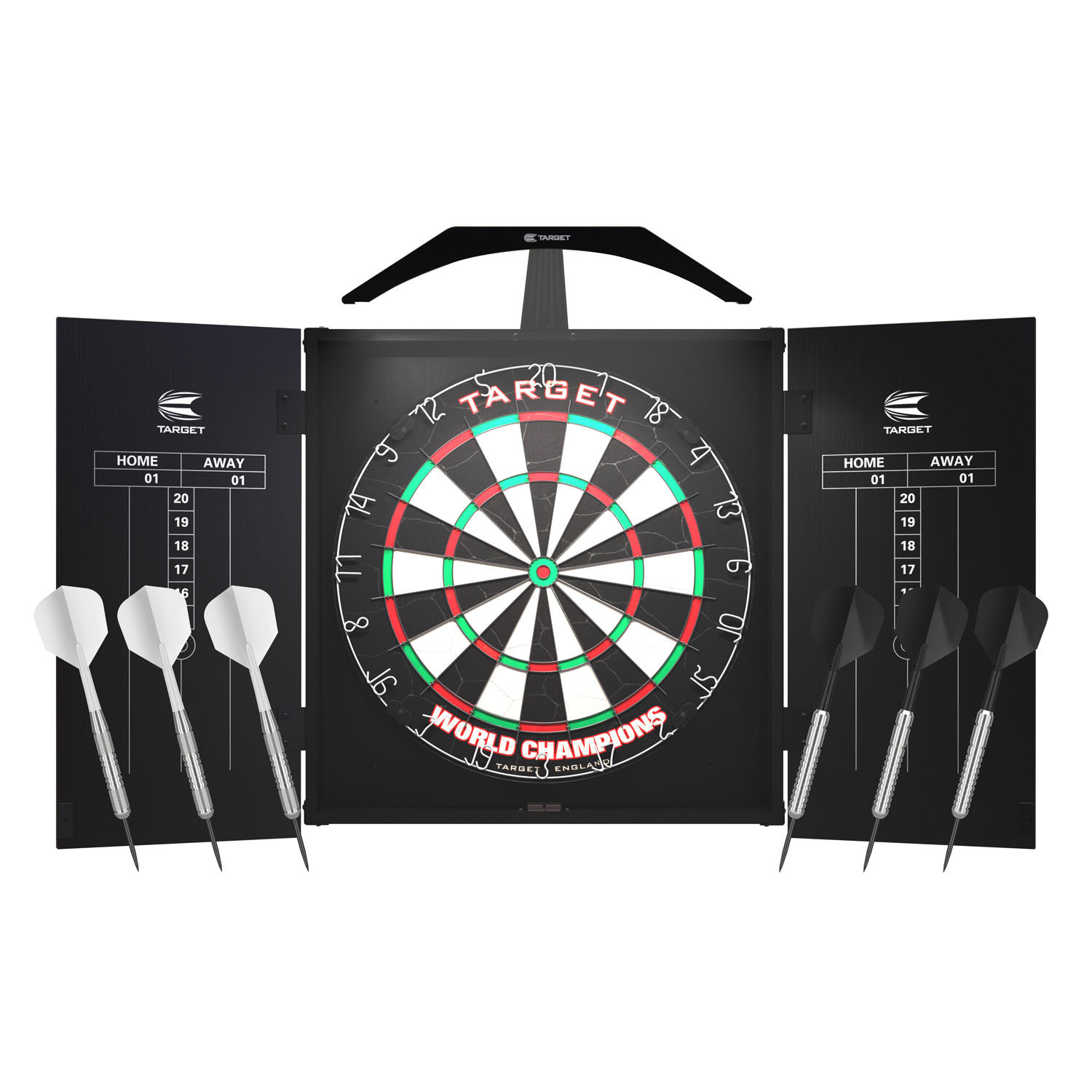 Target Darts Arc Dartboard Lighting System Home Cabinet Set with 6 Darts & Board - Image 6
