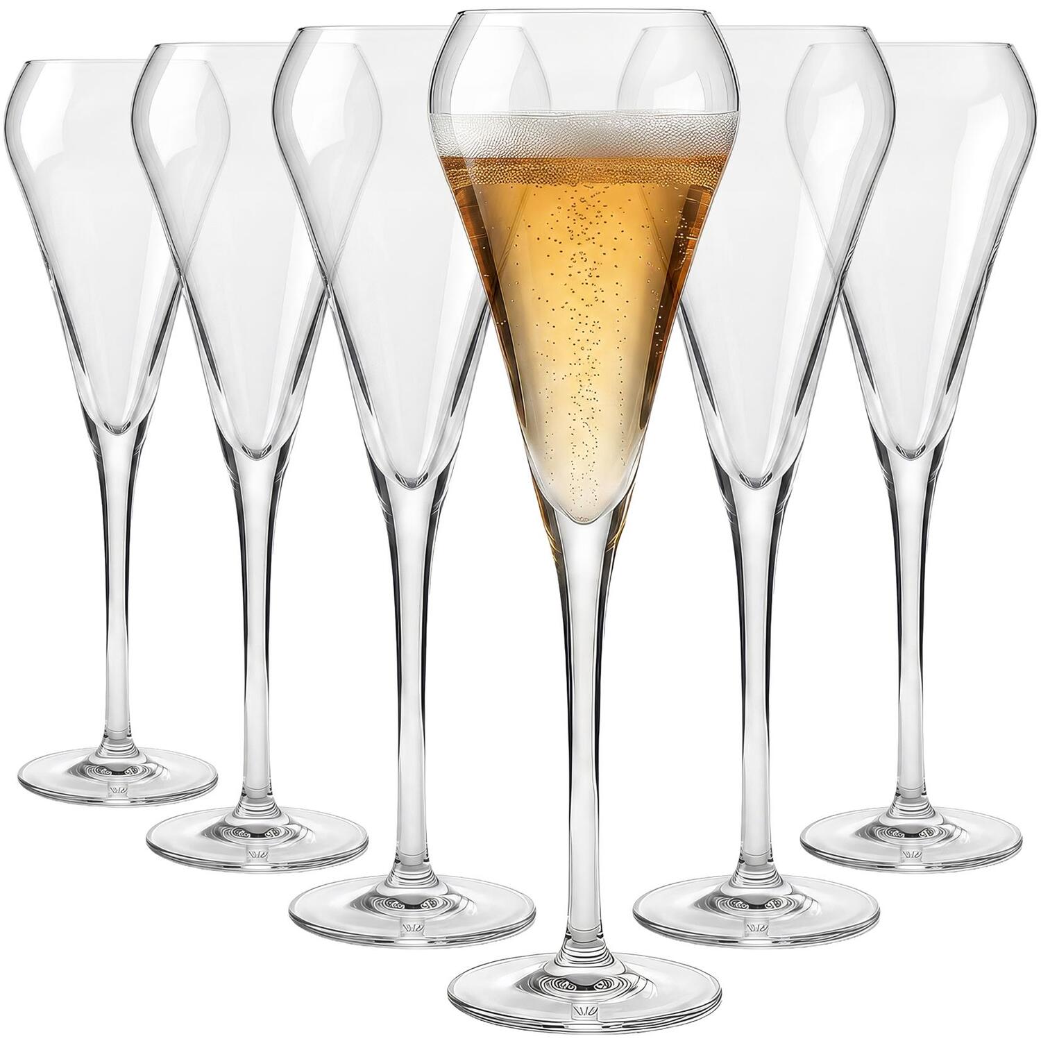 B&Q -  Hoxton Crystal Champagne Flutes230MlPack Of 6 Sparkling Wine Prosecco Celebration Glassware - Image 3