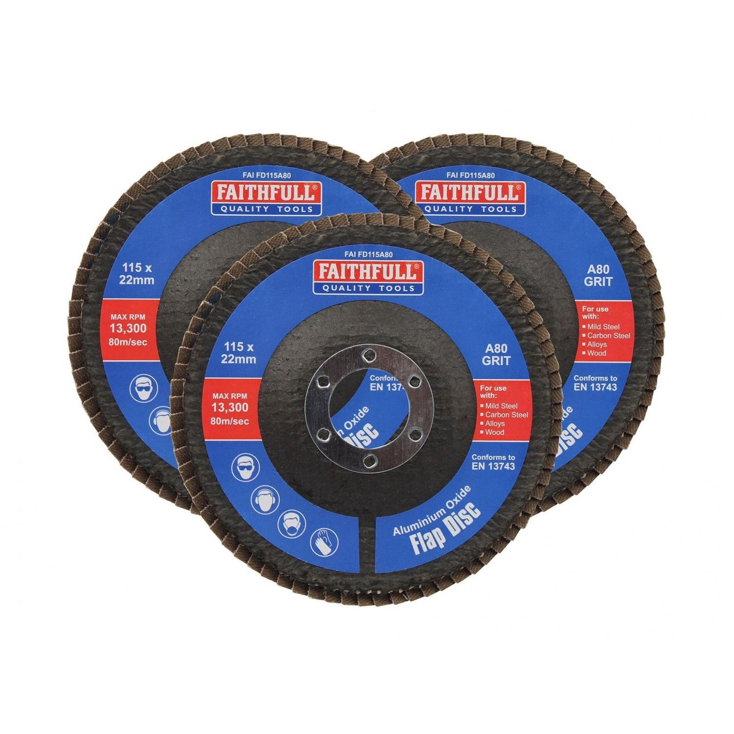 Faithfull Aluminium Oxide Flap Discs K - Multi Colour