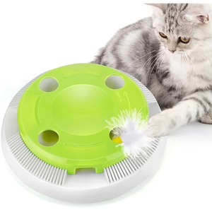 8 Hole Cat Whack-A-Mole Interactive Toy with Feather Mouse