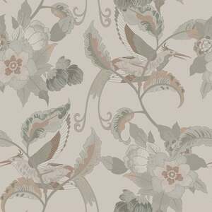 Beautiful Birds Wallpaper Sample, Warm Neutral Tones