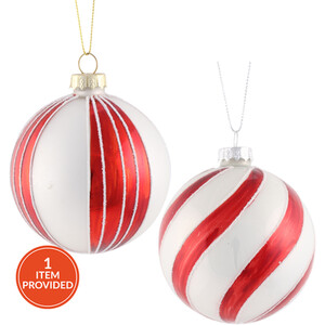 Red and White Swirl Bauble Assortment