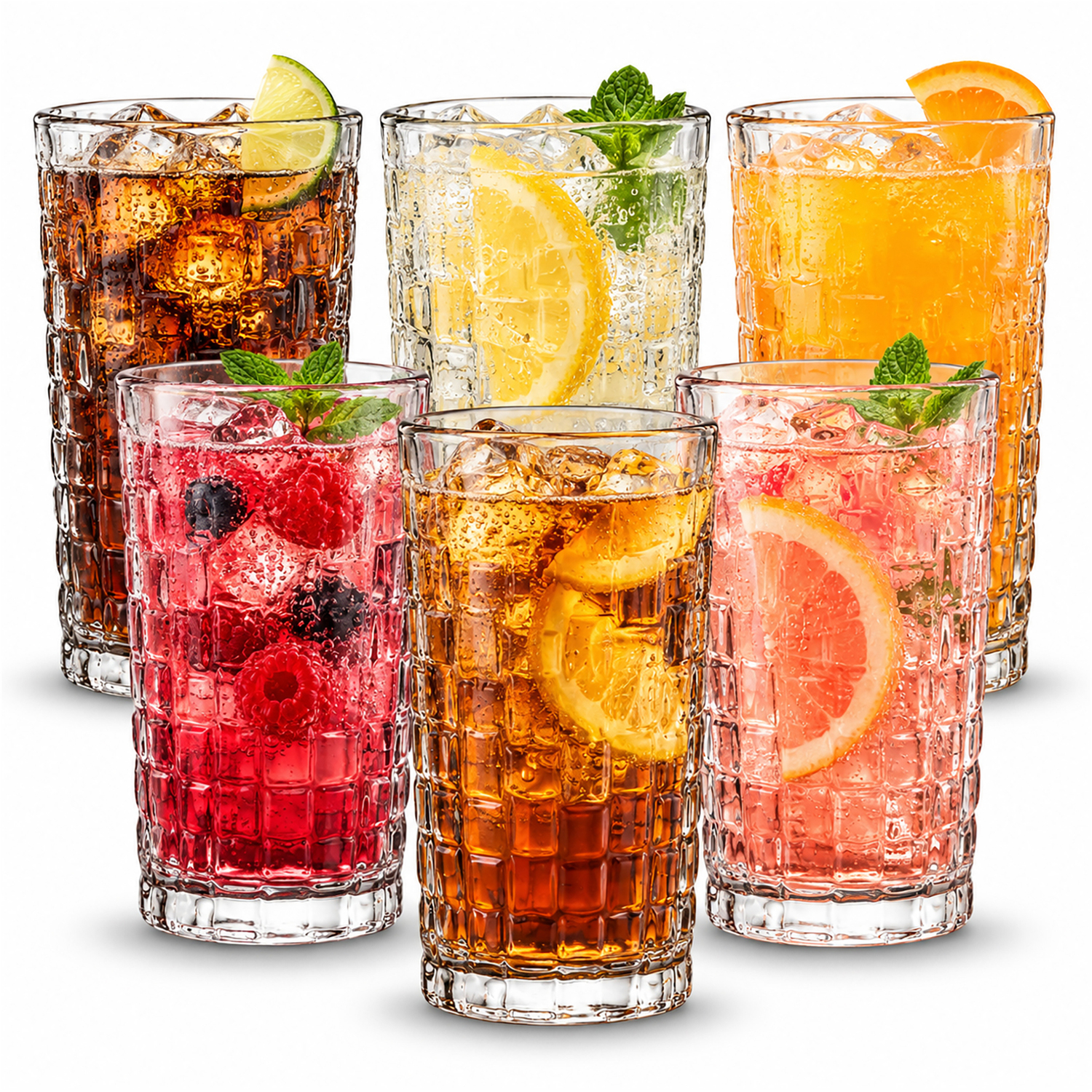B&Q -  285Ml Woven Pattern Highball Drinking GlassesSet Of 6 - Image 3