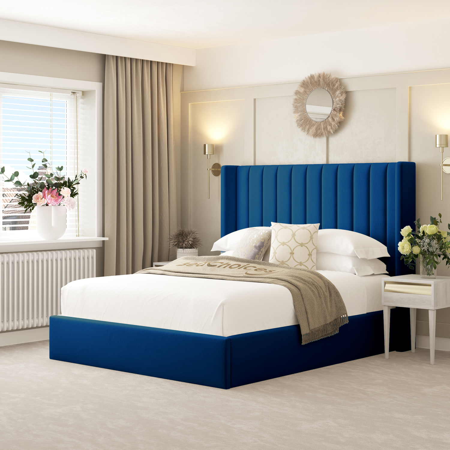 Bed Choices Blue Madison Bed Frame With 54" Headboard - Super King - Image 3