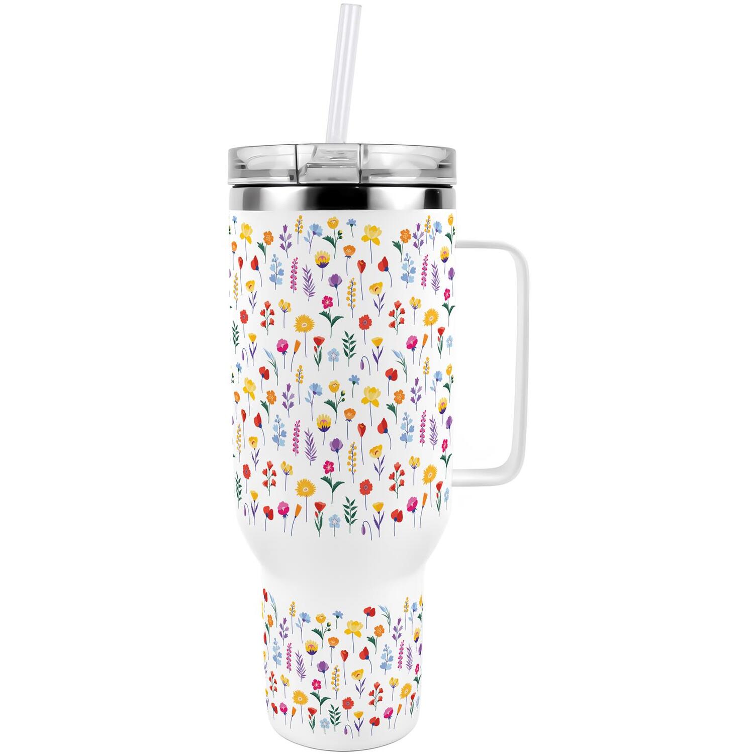 Vibrant Meadow Travel Tumbler - 40oz Stainless Steel XL Insulated Cup - Image 2