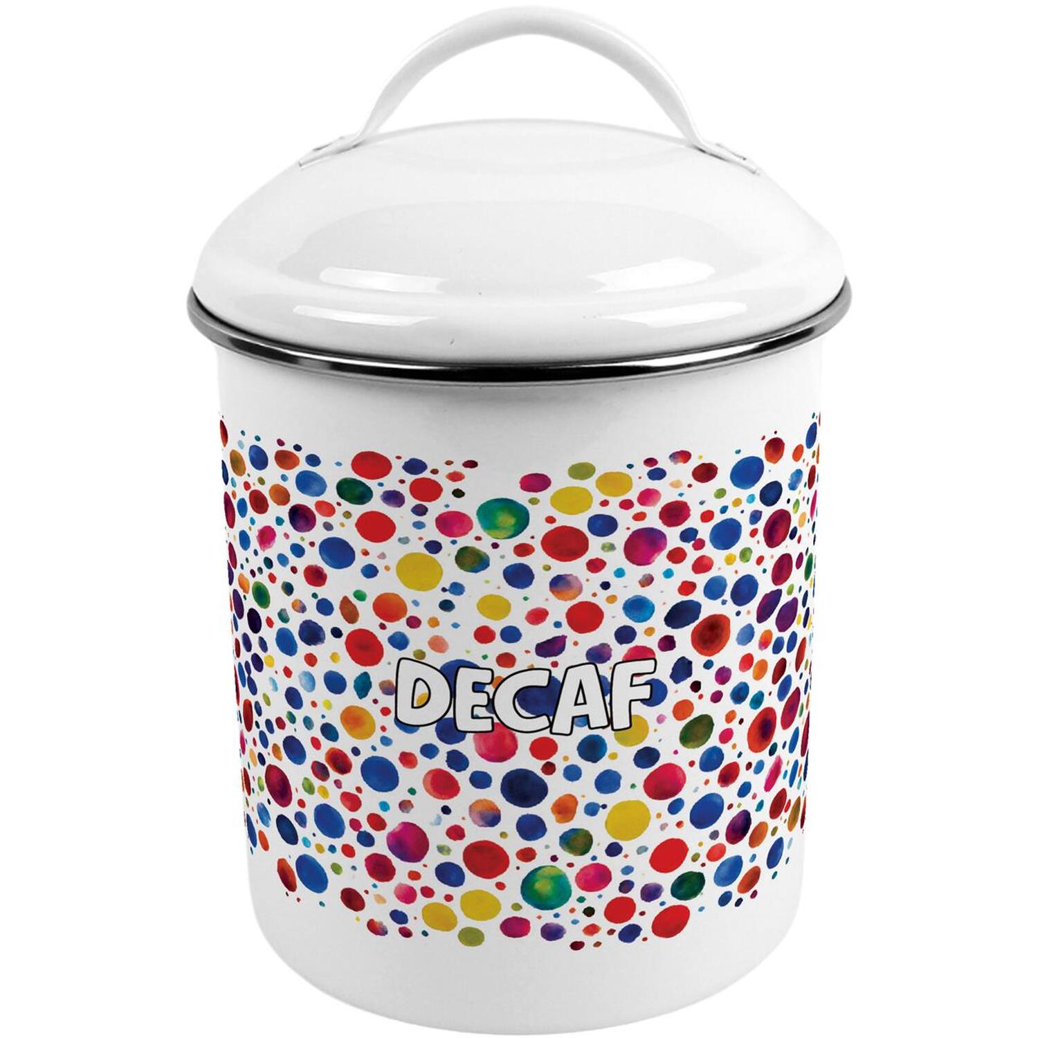 B&Q -  Paint Dots Decaf CanisterMetal Kitchen Storage Container - Image 3