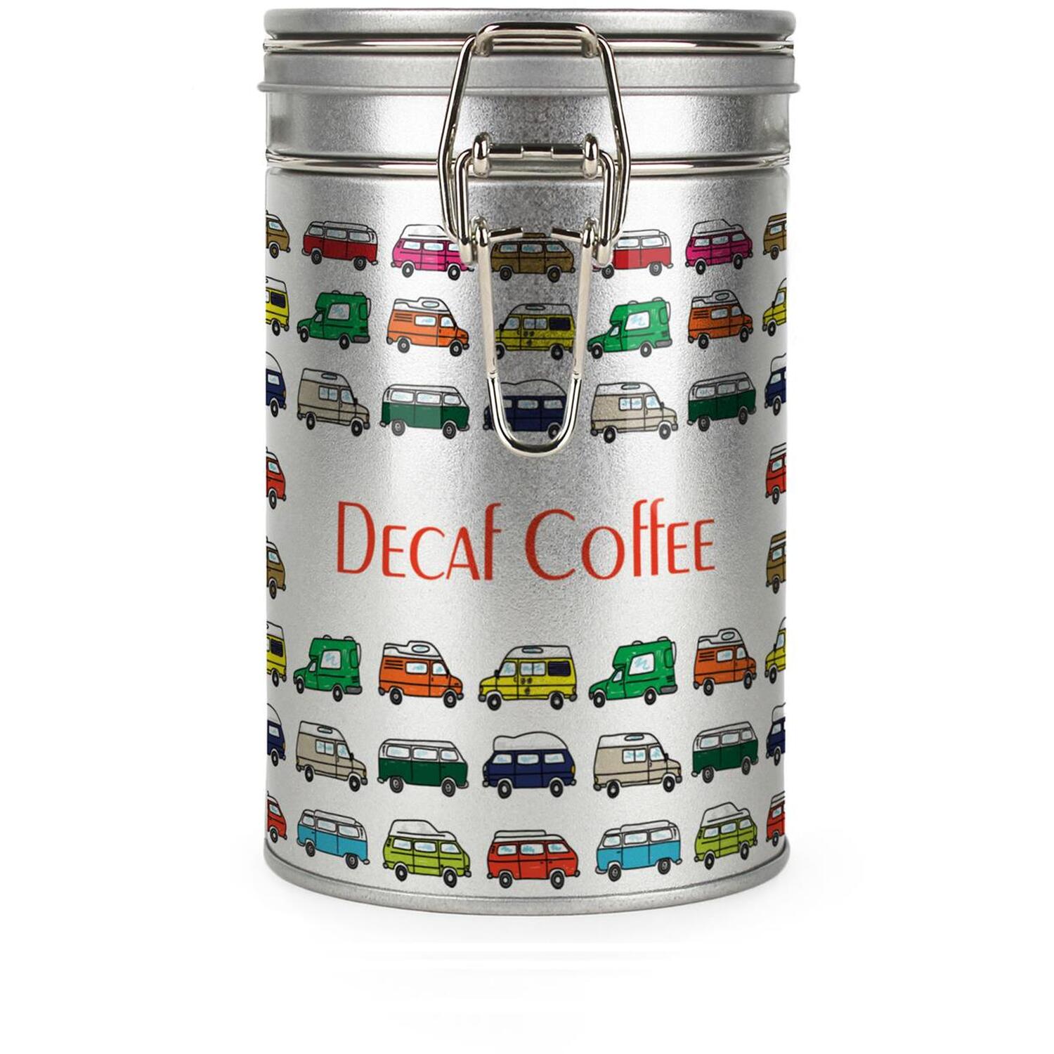 Campervans Decaf Coffee Canister - Silver Kitchen Storage Gift Tin for Campers - Image 2