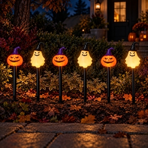 Set of 6 Halloween Pumpkin and Ghost Path Lights