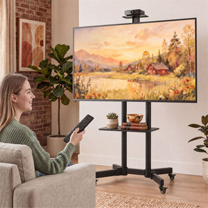 HOMCOM Mobile TV Stand on Wheels for 32-75 Inch Screens, Height Adjustable