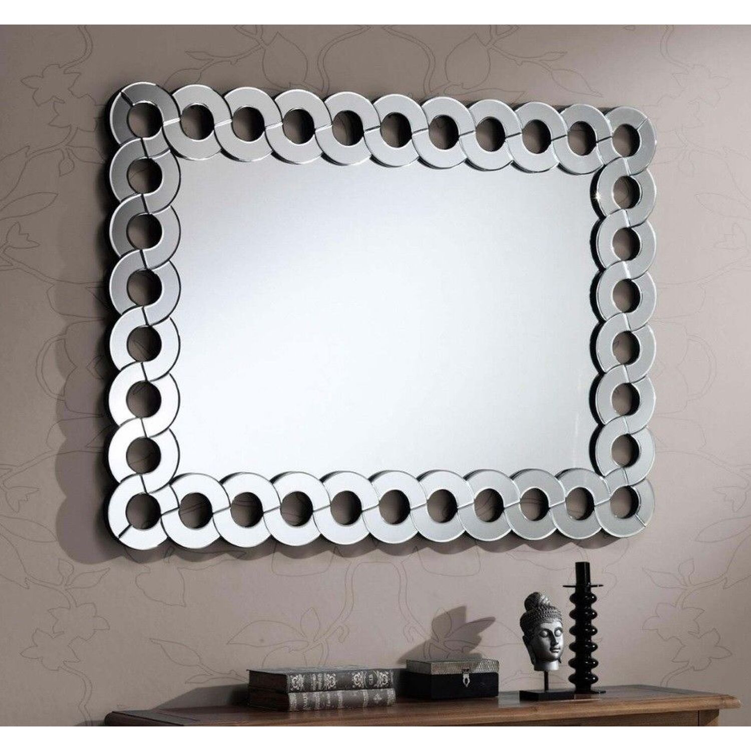 Image of Allora Large Silver Rectangular Wall Mirror&hellip;