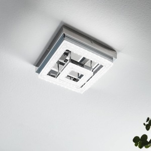 Grey / 26cm Eglo Fradelo Ceiling Light Square Chrome And Crystal shot 1364122