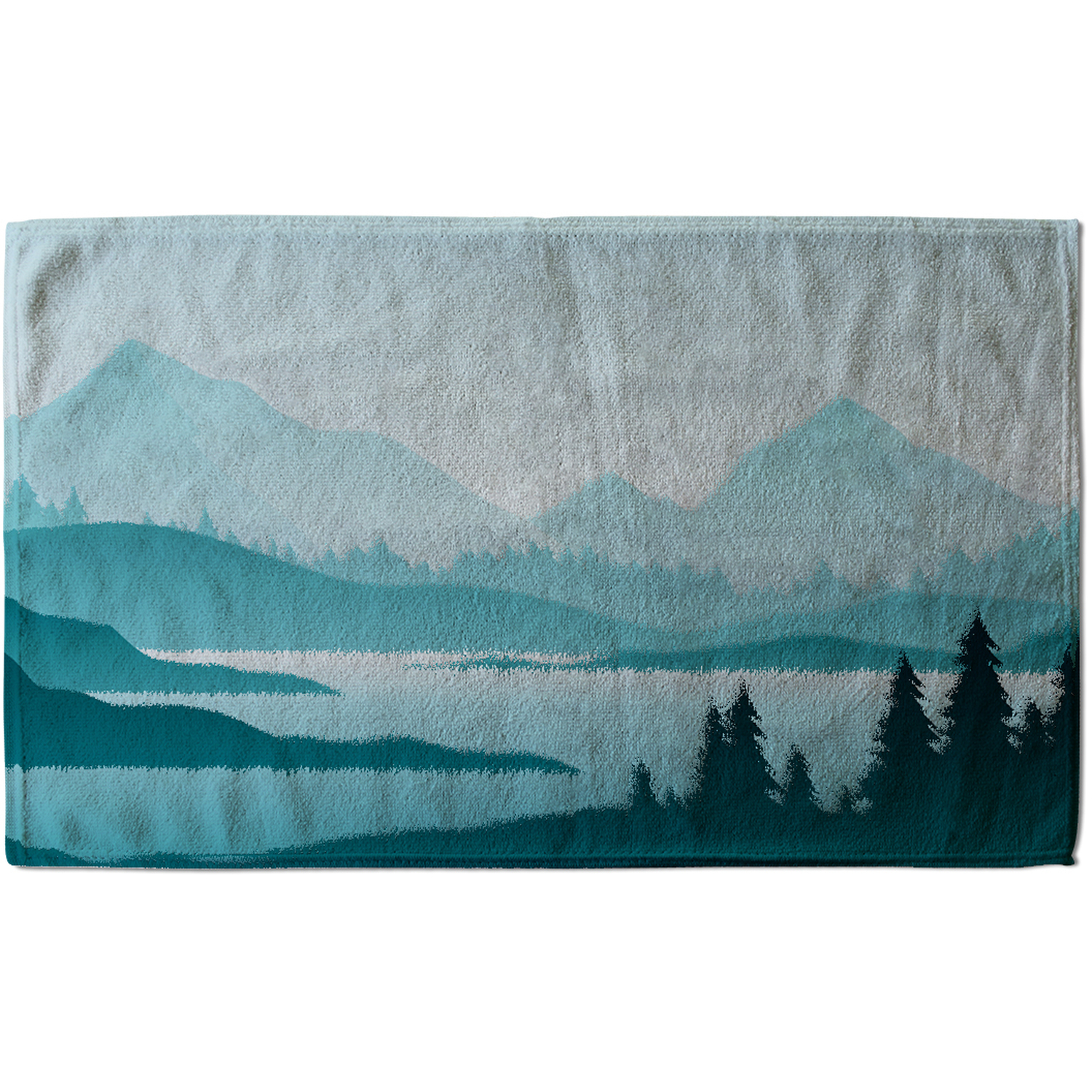 Abstract Mountain Landscape Bath Towel - Blue