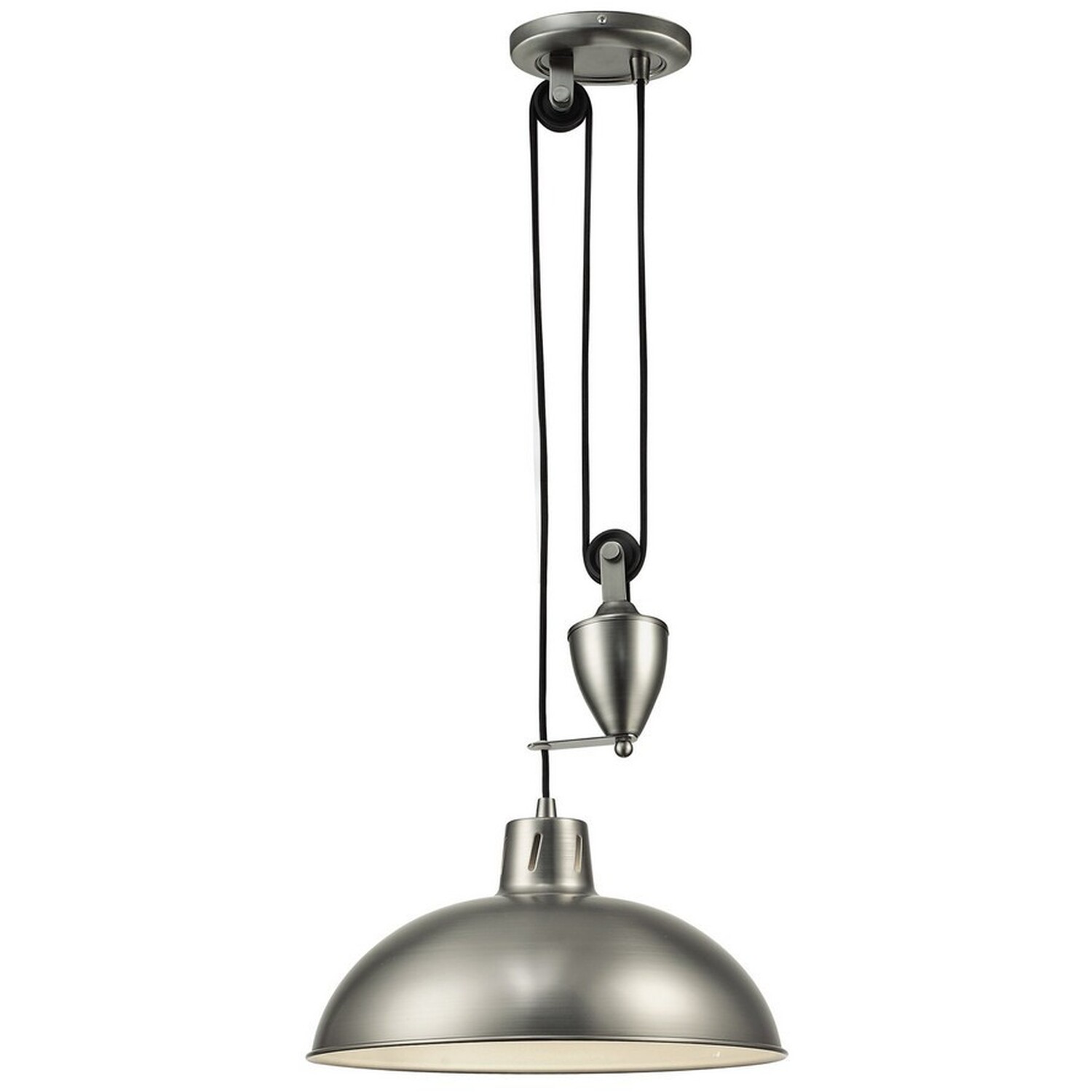 Wellington Pulley System Dome Ceiling Pendant E27 Antique Nickel - Antique Nickel