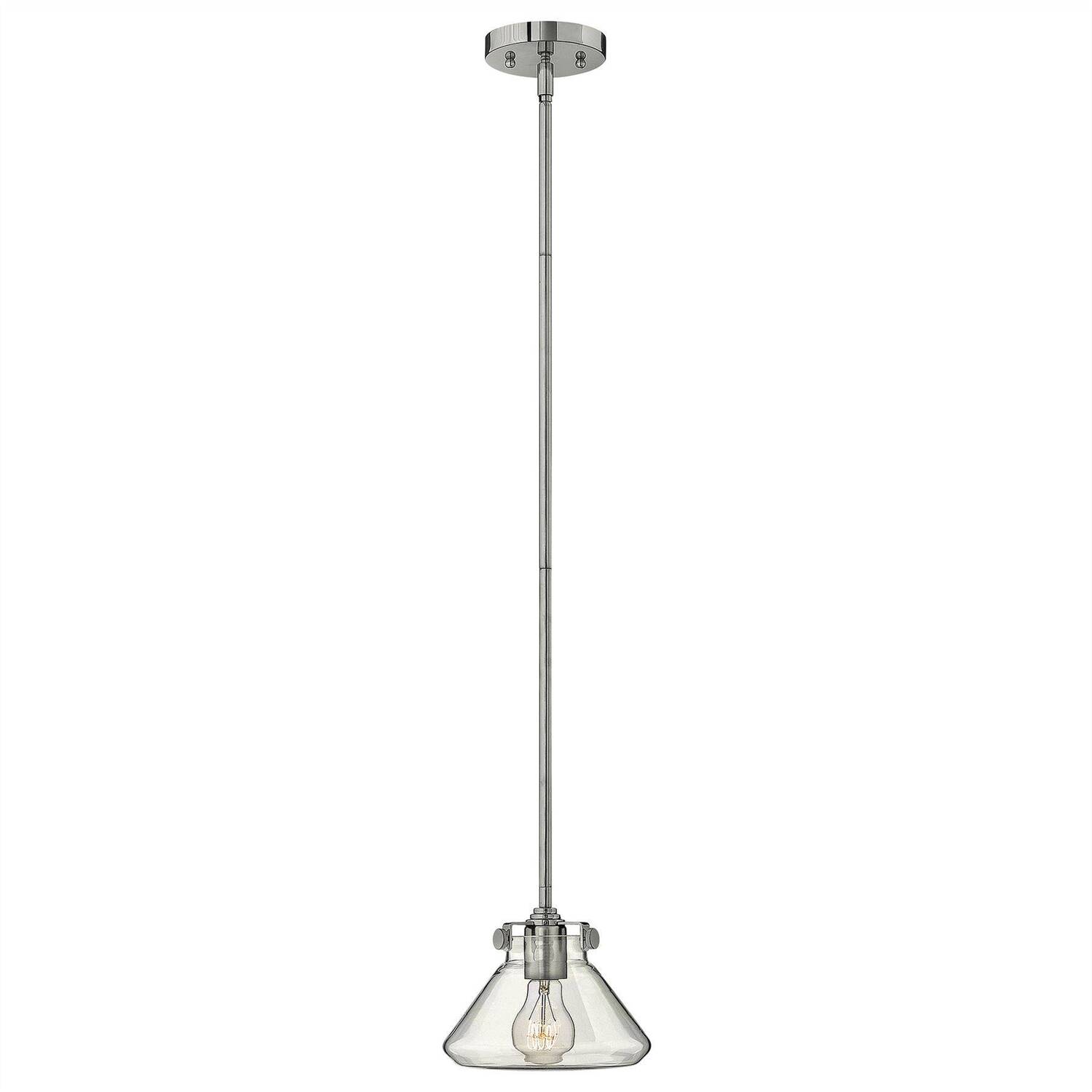 Congress 1 Light Dome Ceiling Pendant Chrome Clear Glass, E27 - Chrome