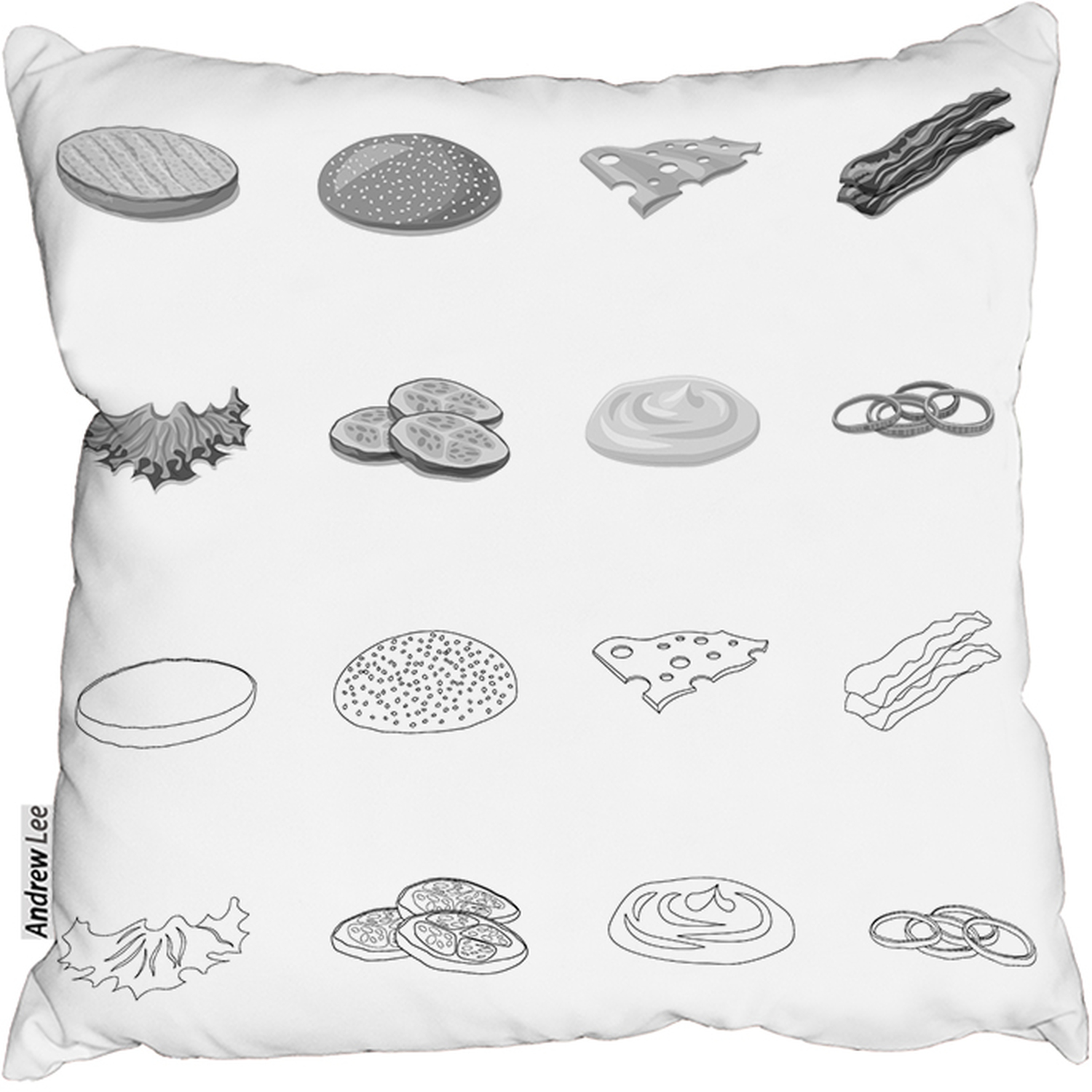 Burger And Sandwich Icon Outdoor Cushion - White / 60cm