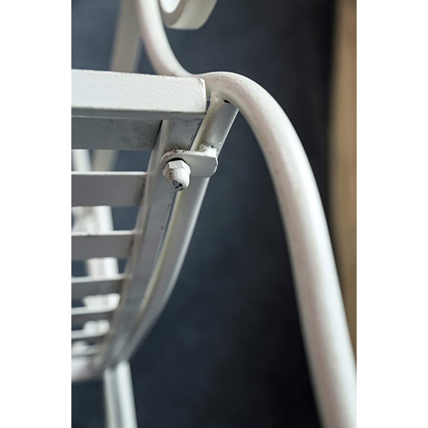 Glamhaus Foldable Shabby Chic Handmade Vintage Florence Garden Bench - White