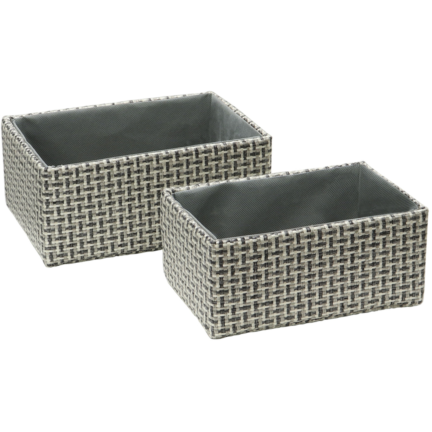 Jvl Silva Rectangular Fabric Storage Baskets, Set Of 2 - Grey