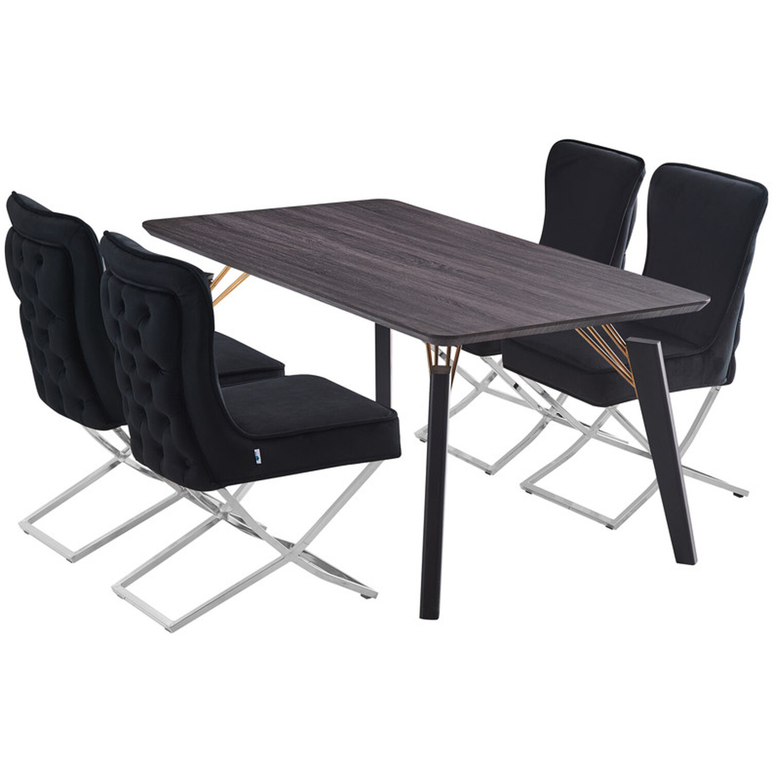 Trafalgar Cosmo Lux Dining Set Includes A Modern Table And 4 Chairs - Black