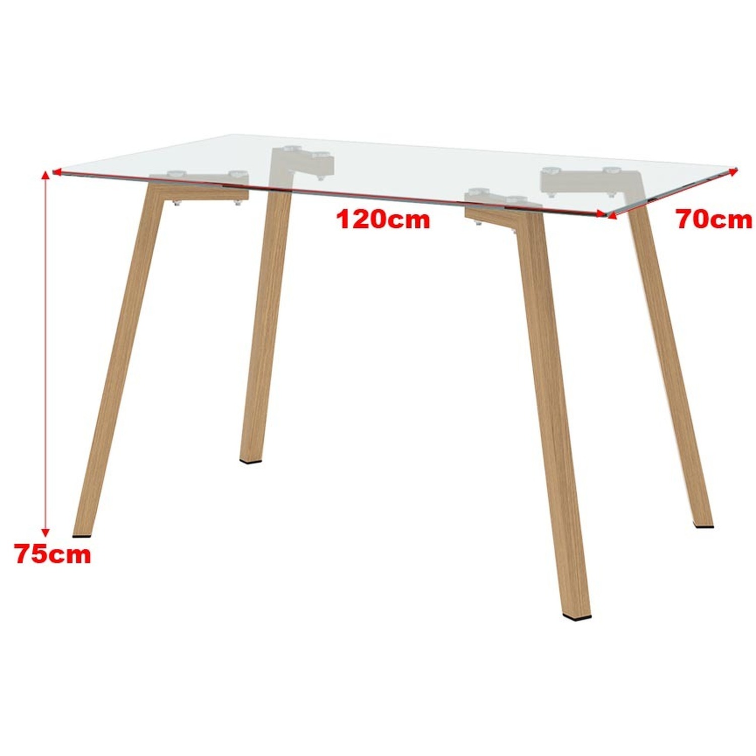 Tempered Glass Rectangular Console Dining Table With Thermal Transfer Iron Leg - Brown