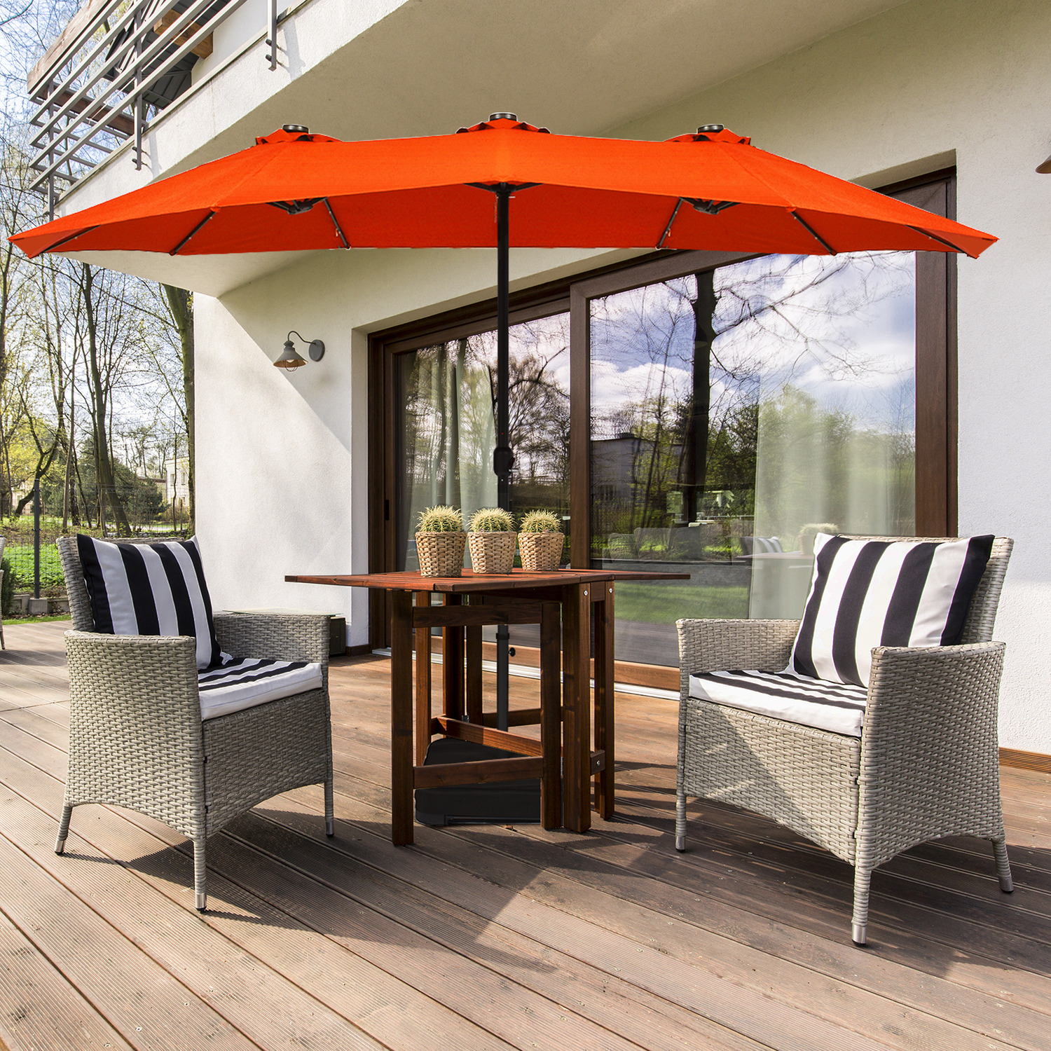 Solar LED Patio Double-Sided Umbrella