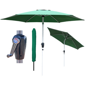 GlamHaus Garden Parasol Tilting Umbrella Green With Protective Cover
