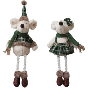 Shelf Sitting Tartan Mice