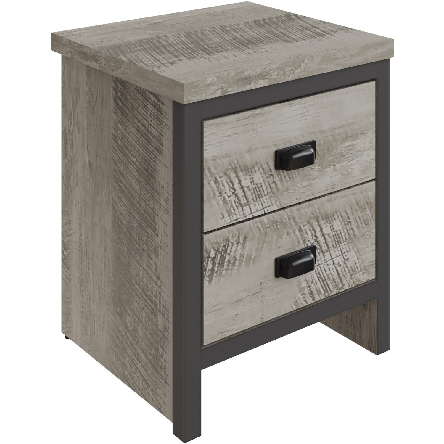 Boston 2 Drawer Bedside Table - Grey