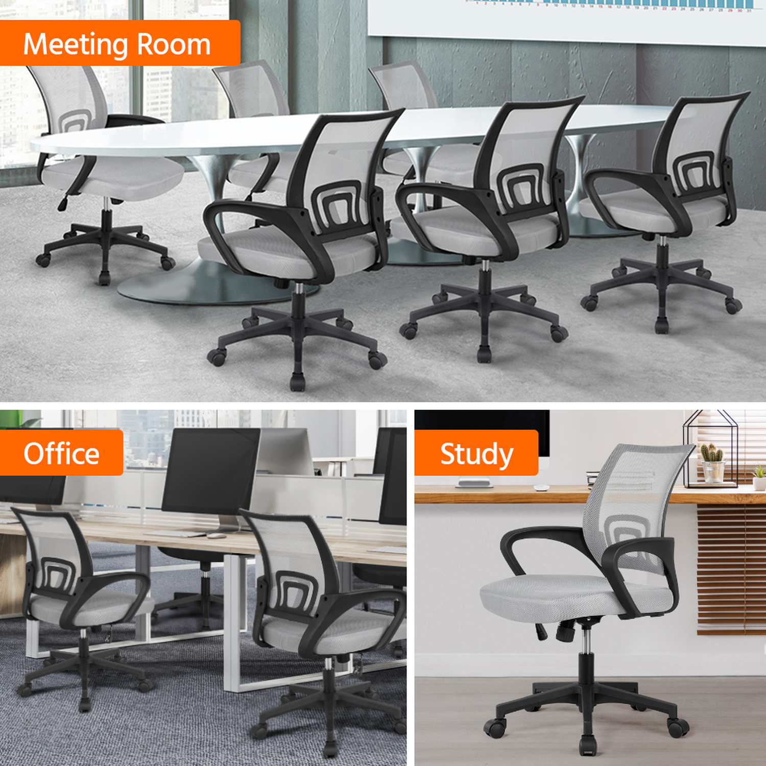 Yaheetech Ergonomic Mesh Office Chair - Grey